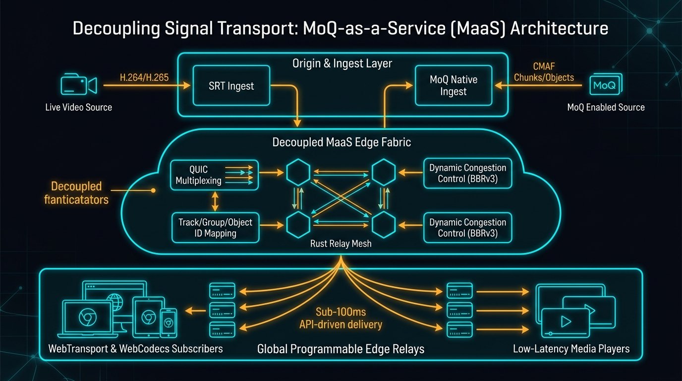 Decoupling Signal Transport: The Architecture of MoQ-as-a-Service (MaaS) - Architecture Diagram