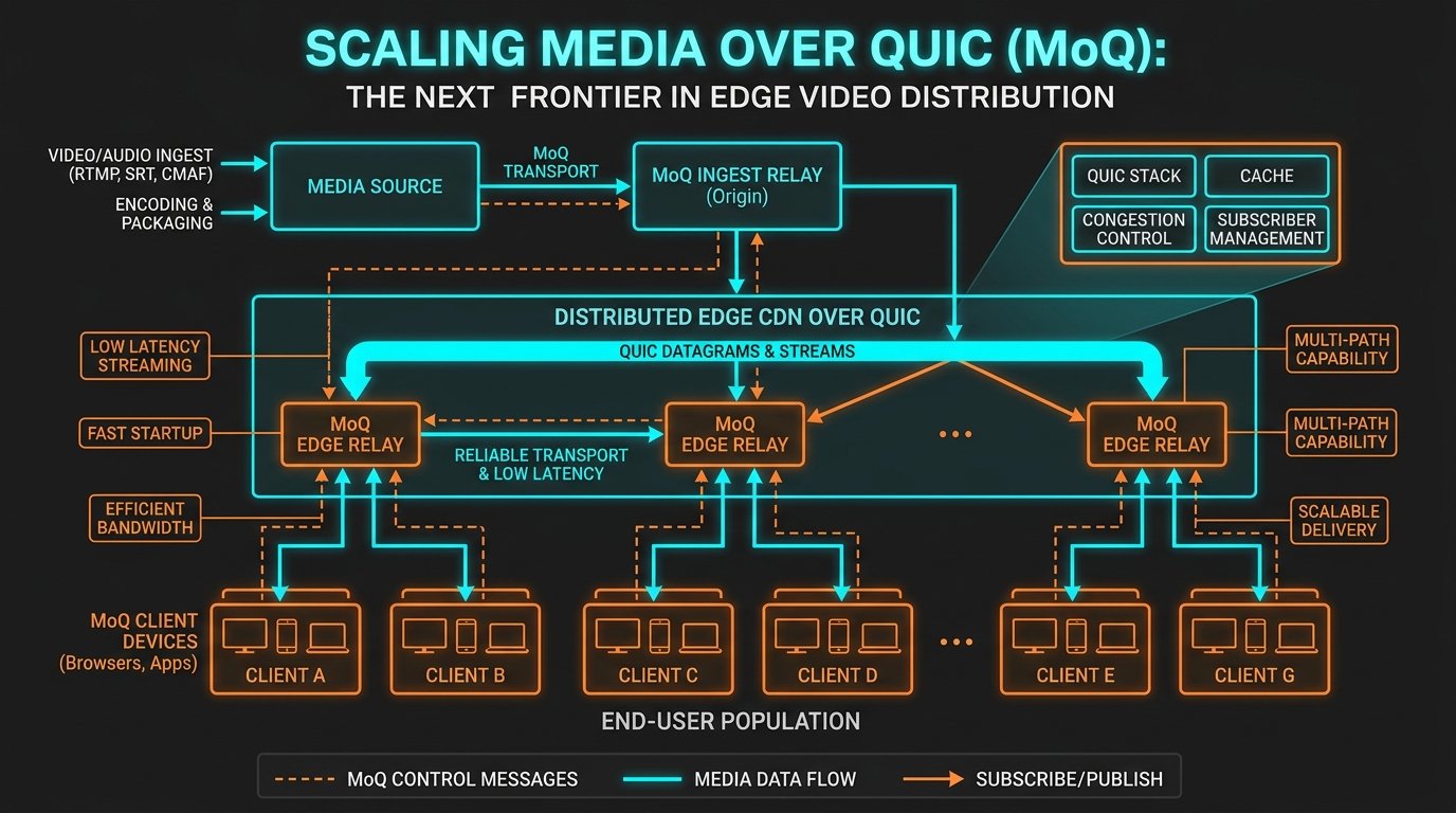 Scaling Media over QUIC (MoQ): The Next Frontier in Edge Video Distribution - Architecture Diagram